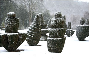 Topiary snow scene at Fingask Castle