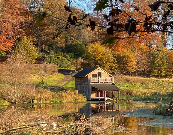 The boat house overlooking lake