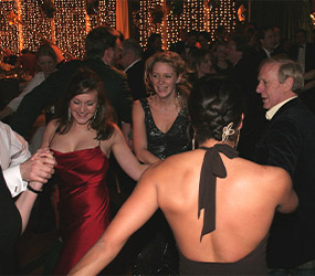Group dancing in the Fingask Pavilion