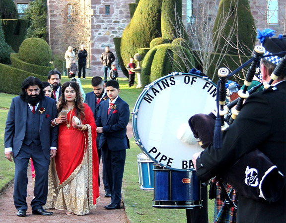 Asian wedding party Fingask Castle