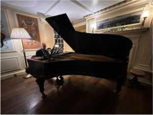 Peter Cowdrey at the piano at Fingask Castle